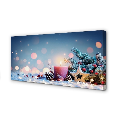 Quadro em tela neve de vela de natal