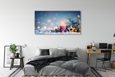 Quadro em tela neve de vela de natal