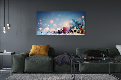 Quadro em tela neve de vela de natal