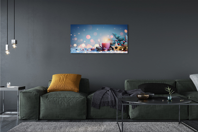 Quadro em tela neve de vela de natal