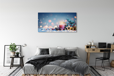 Quadro em tela neve de vela de natal