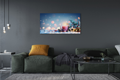 Quadro em tela neve de vela de natal