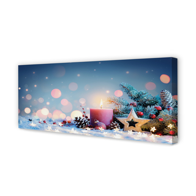 Quadro em tela neve de vela de natal