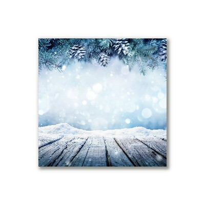 Quadro de parede em tela Árvore de Natal com neve no inverno
