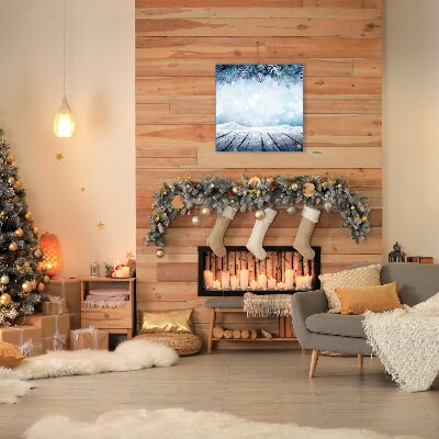 Quadro de parede em tela Árvore de Natal com neve no inverno