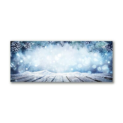 Quadro de parede em tela Árvore de Natal com neve no inverno