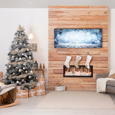 Quadro de parede em tela Árvore de Natal com neve no inverno