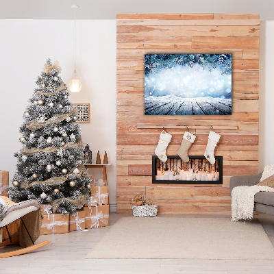 Quadro de parede em tela Árvore de Natal com neve no inverno