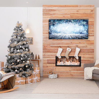 Quadro de parede em tela Árvore de Natal com neve no inverno