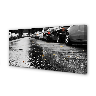 Quadro em tela Carros folhas de outono estrada