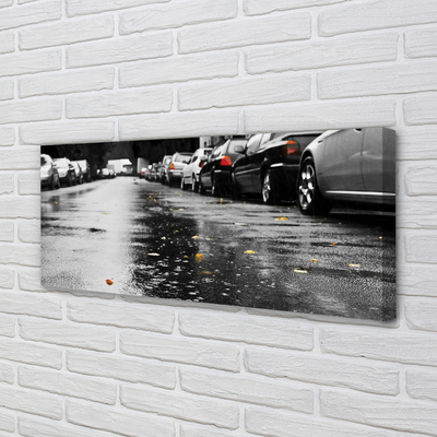 Quadro em tela Carros folhas de outono estrada