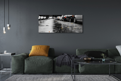 Quadro em tela Carros folhas de outono estrada