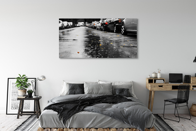 Quadro em tela Carros folhas de outono estrada