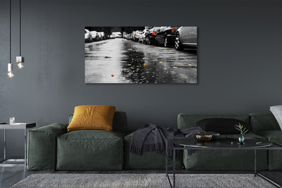 Quadro em tela Carros folhas de outono estrada