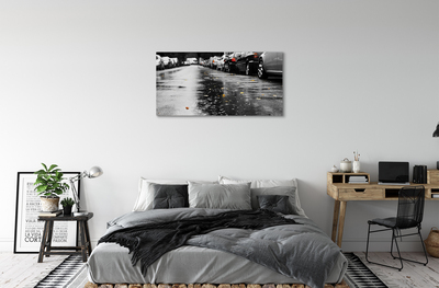 Quadro em tela Carros folhas de outono estrada