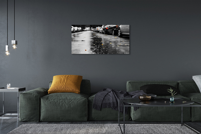 Quadro em tela Carros folhas de outono estrada