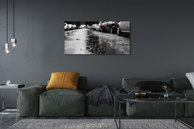 Quadro em tela Carros folhas de outono estrada