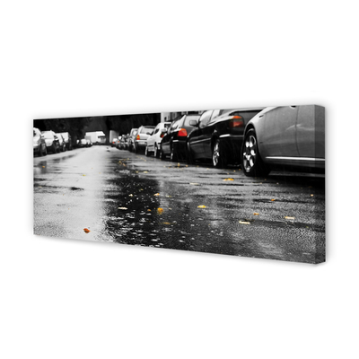 Quadro em tela Carros folhas de outono estrada