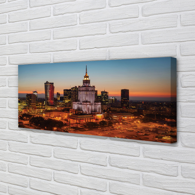 Pintura em tela Panorama noturno dos arranha-céus de Varsóvia