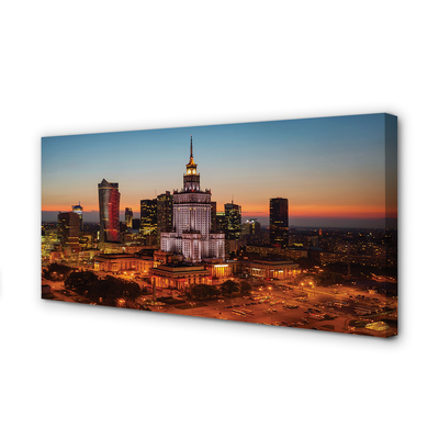 Pintura em tela Panorama noturno dos arranha-céus de Varsóvia