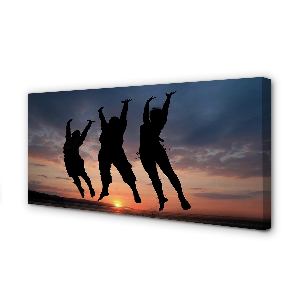 Quadro em tela Pessoas pôr do sol nuvens