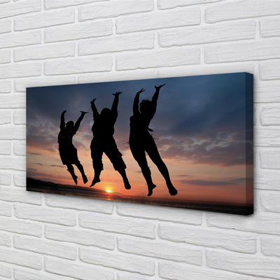 Quadro em tela Pessoas pôr do sol nuvens