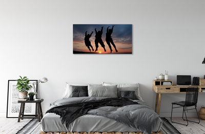 Quadro em tela Pessoas pôr do sol nuvens