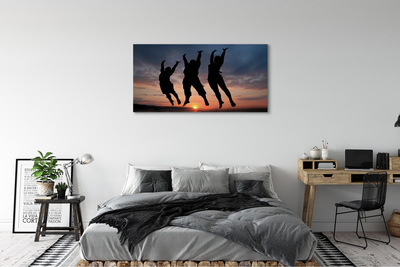 Quadro em tela Pessoas pôr do sol nuvens