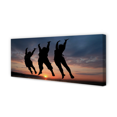 Quadro em tela Pessoas pôr do sol nuvens