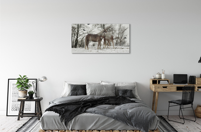Quadro em tela Unicórnios da floresta de inverno