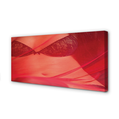 Quadro em tela Mulher sob tule vermelho