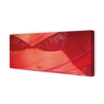Quadro em tela Mulher sob tule vermelho