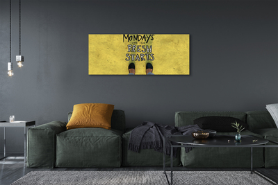 Pintura em tela Inscrição de fundo amarelo com pernas