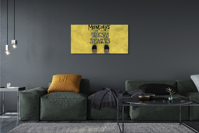 Pintura em tela Inscrição de fundo amarelo com pernas