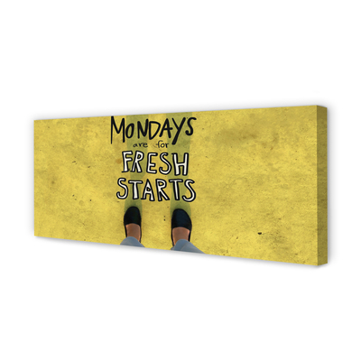 Pintura em tela Inscrição de fundo amarelo com pernas