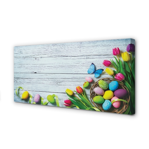 Pintura em tela Ovos tulipas borboleta