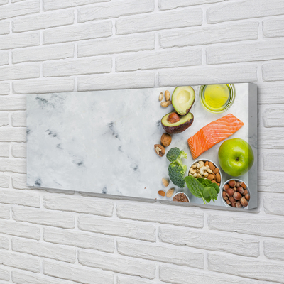 Pintura em tela Salmão, azeite, maçã, nozes