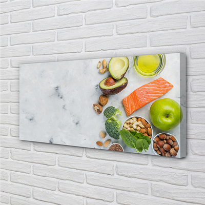 Pintura em tela Salmão, azeite, maçã, nozes