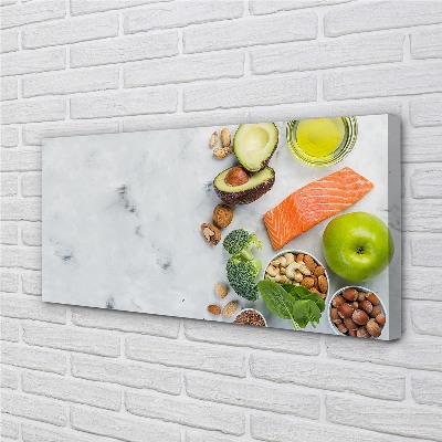 Pintura em tela Salmão, azeite, maçã, nozes
