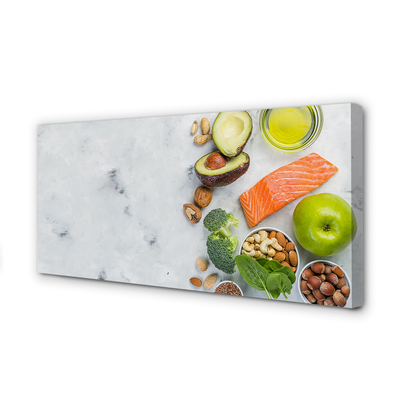 Pintura em tela Salmão, azeite, maçã, nozes