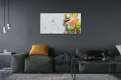 Pintura em tela Salmão, azeite, maçã, nozes