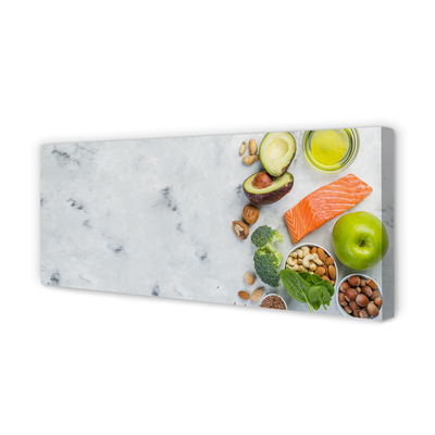 Pintura em tela Salmão, azeite, maçã, nozes