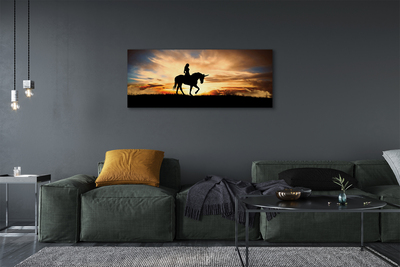 Pintura em tela Mulher em um pôr do sol de unicórnio