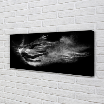 Quadro em tela Mulher balé fumaça fundo cinza