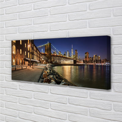 Quadro em tela Arranha-céus do rio noturno