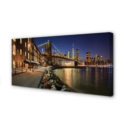 Quadro em tela Arranha-céus do rio noturno