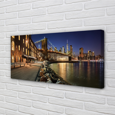 Quadro em tela Arranha-céus do rio noturno