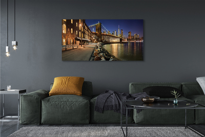 Quadro em tela Arranha-céus do rio noturno