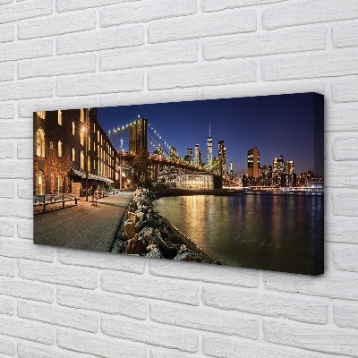 Quadro em tela Arranha-céus do rio noturno