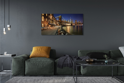 Quadro em tela Arranha-céus do rio noturno